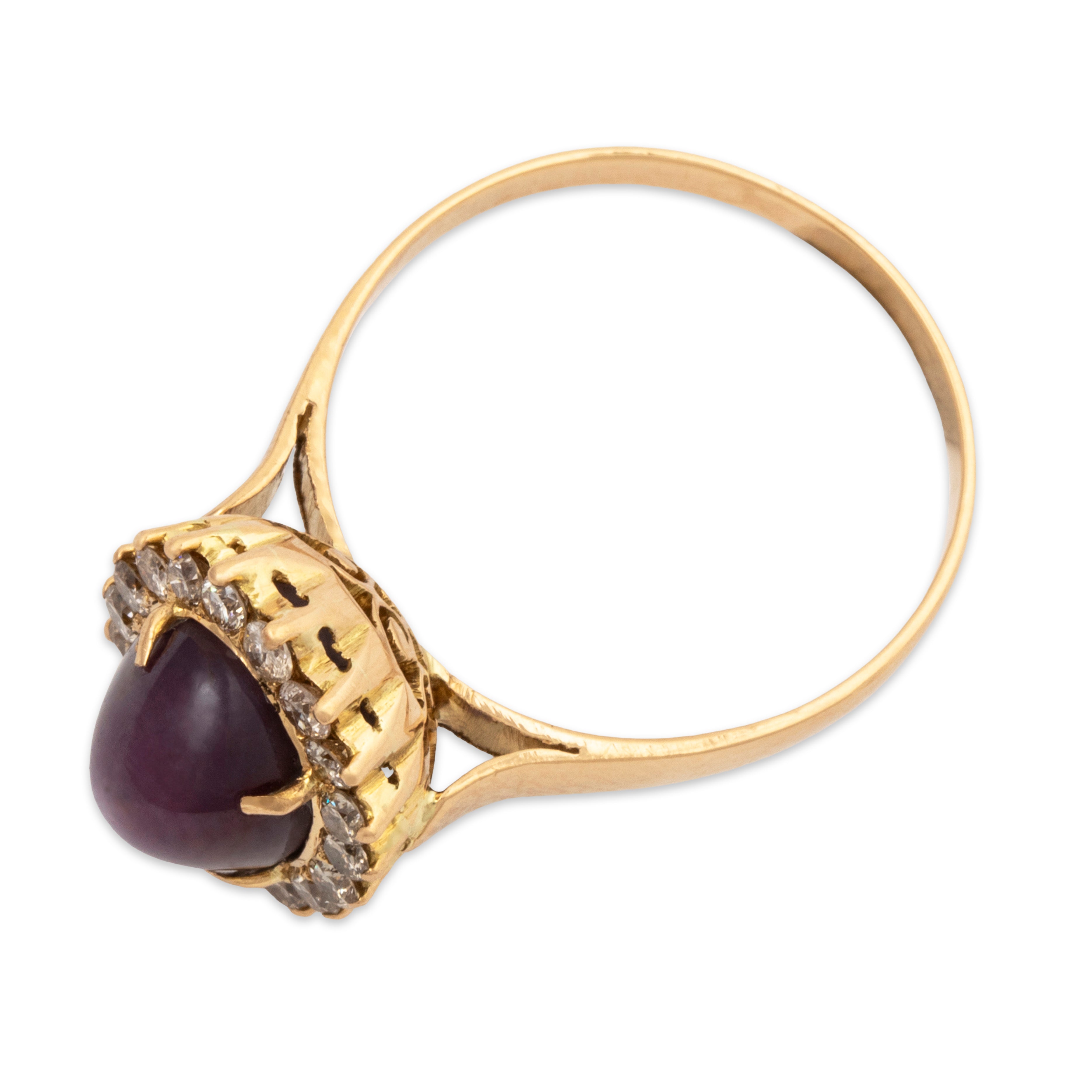 Vintage 18k Yellow Gold 7.7ct Star Ruby .63cttw Diamond Stunning Halo Ring、mySite、hinf8tx79