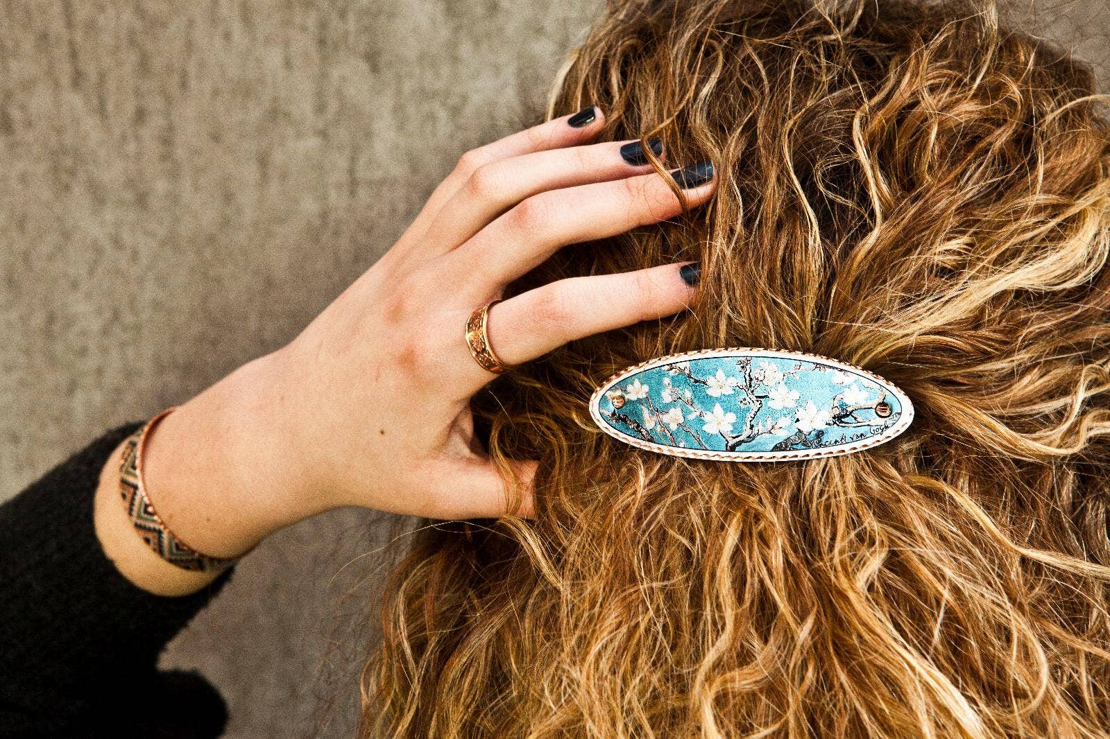 Van Gogh Almond Blossom and Sunflower Copper Barrettes, Handmade in the USA、mySite、g9winljtr