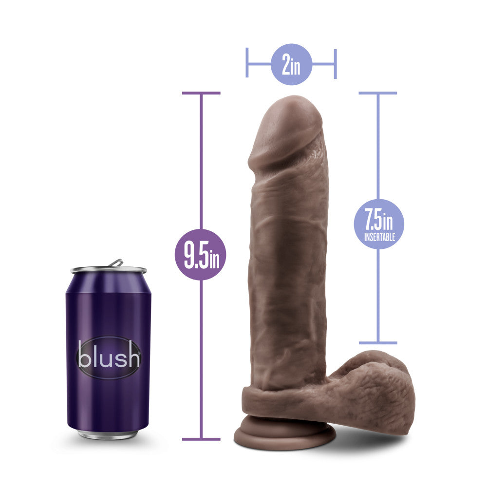 Dr. Skin By Blush® | Mr. Magic Realistic Chocolate 9.5-Inch Long Dildo With Balls & Suction Cup Base、mySite、bottomscart