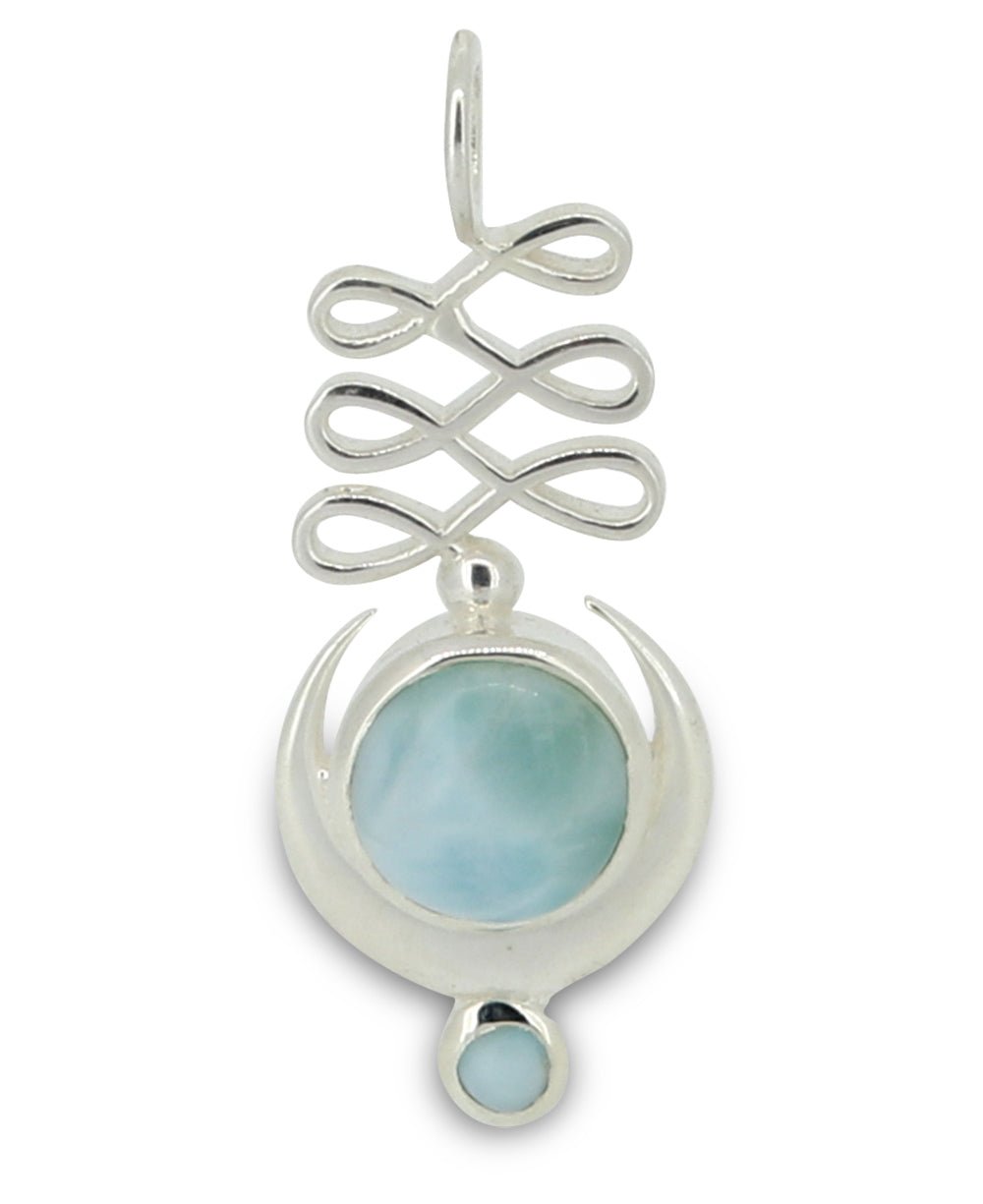 Larimar Sterling Silver Unalome Moon Pendant、mySite、topwebapps
