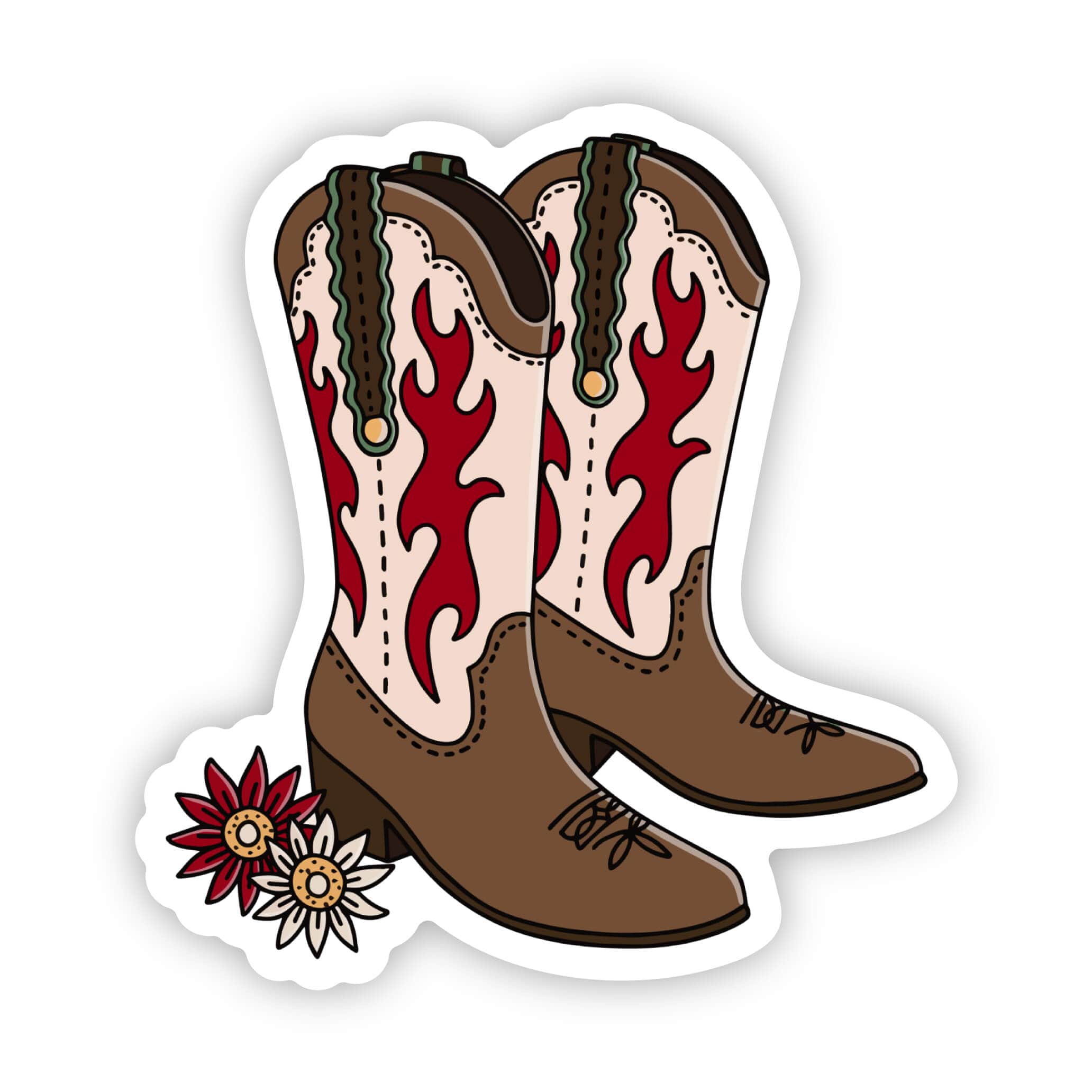  Brown and Red Flammed Coyboy Boots Sticker、mySite、elrpsem3k