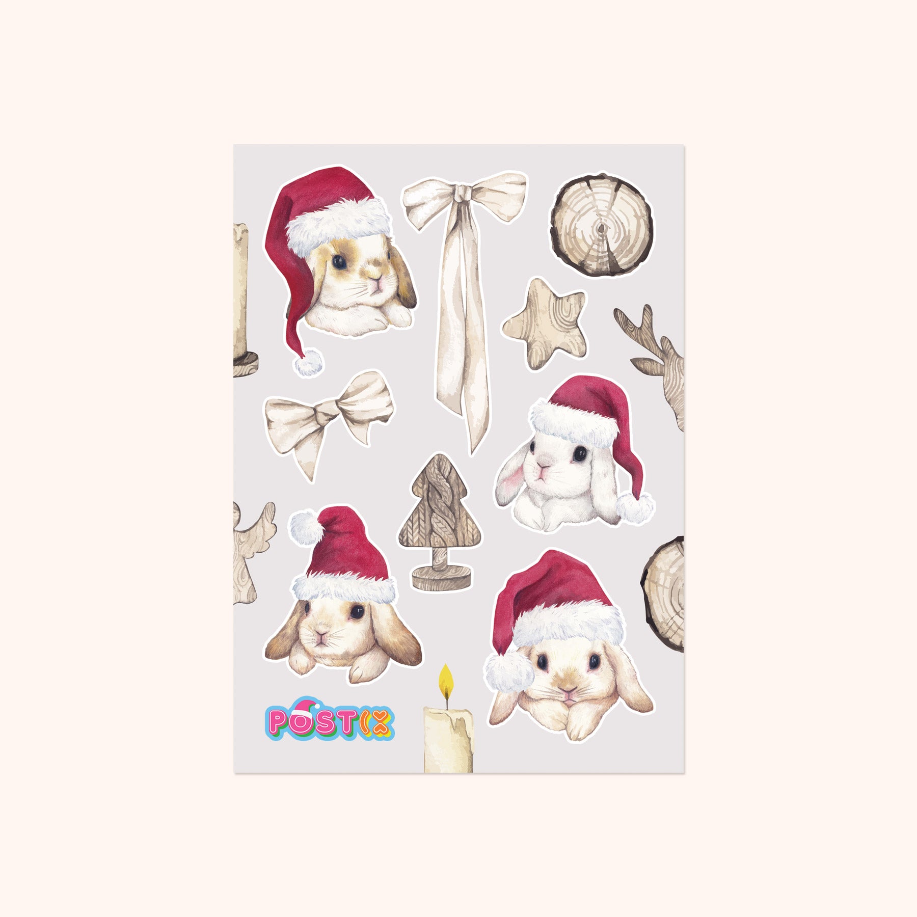  Christmas Bunny A6 Washi Sticker Sheet、mySite、ghnorth