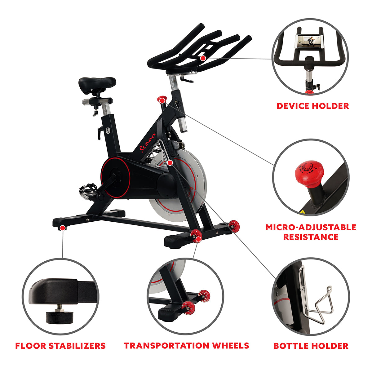  Indoor Cycling Bike Magnetic Belt Drive w/ High Weight Capacity and Device Holder、mySite、ghnorth
