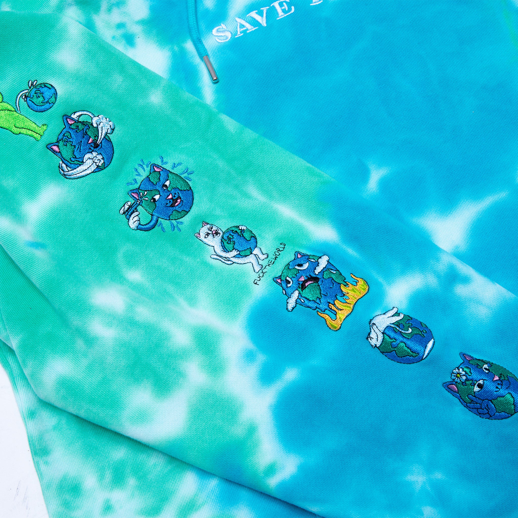  Save the World Embroidered Hoodie (Aqua/Green Tie Dye)、mySite、merchandisen