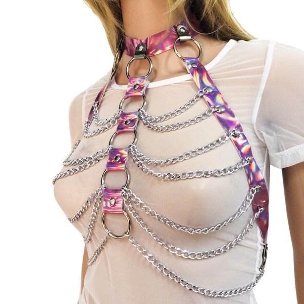 Inspire Fetish Metal Chain Bra | Adjustable Harness、mySite、bottomscart