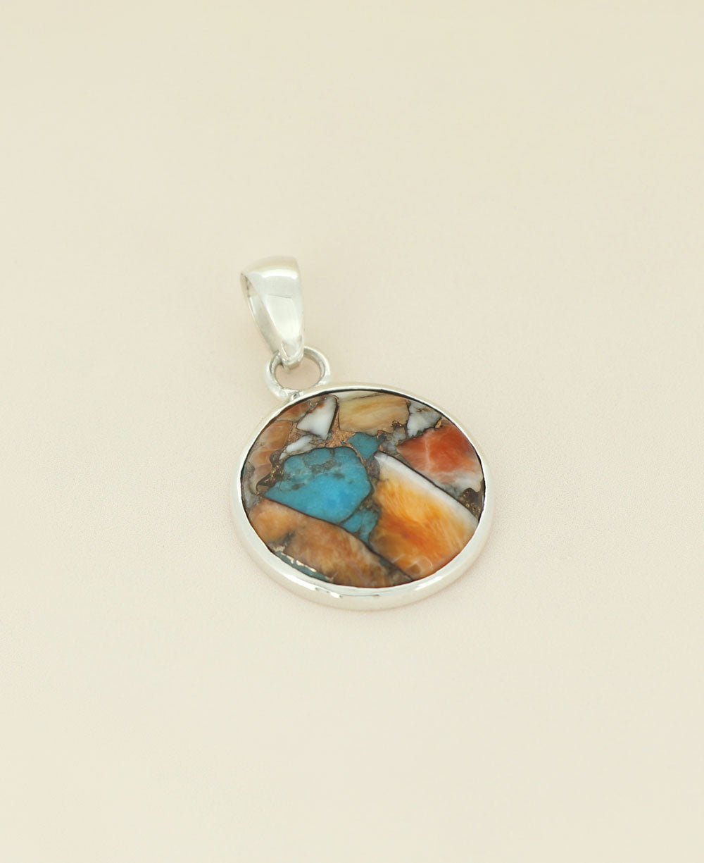 Turquoise Spiny Oyster Sterling Silver Round Pendant、mySite、topwebapps