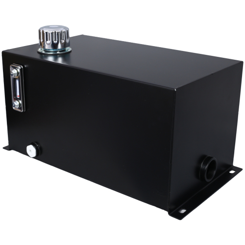 5 Gallon 14 Gauge Steel Hydraulic Fluid Reservoir Tank with Inlet 1-1/2" FNPT and Outlet 3/4" FNPT, Integral Mounting Foot On Each End, Black、、eastwooduniform