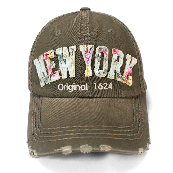 Floral Applique Distressed NEW YORK Originals Baseball Cap、mySite、vikingsvslions