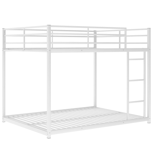 Full over Full Metal Bunk Bed, Low Bunk Bed with Ladder, Black(Old SKU:MF197034AAB)、、casual