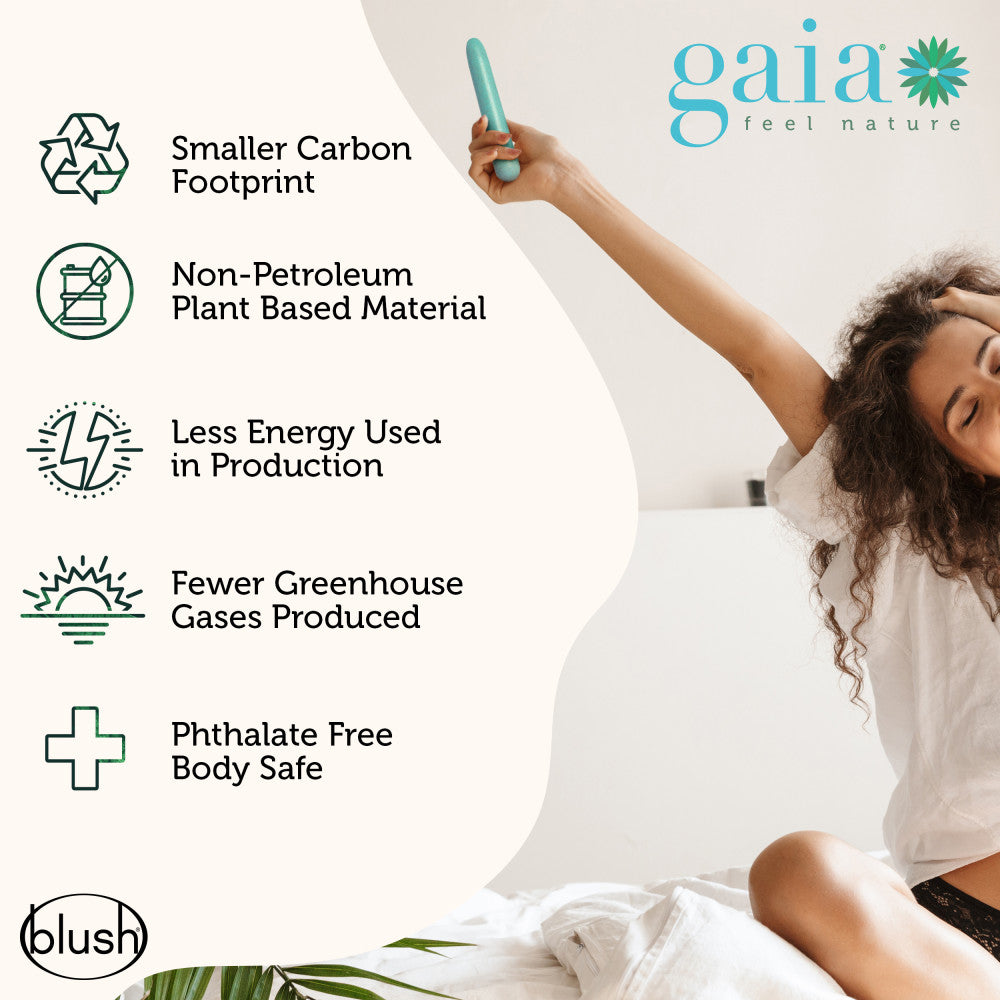 Gaia® By Blush | Eco: Plant-Based 7 Slim Multispeed Vibrator in Aqua - Made from Sustainable BioFeel™、mySite、bottomscart