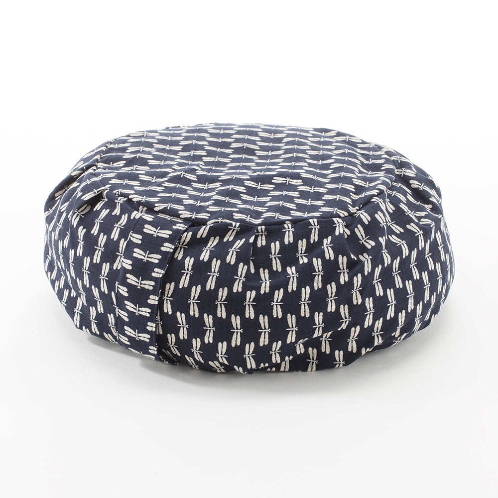 Navy Dragonfly Print Buckwheat Hull Zafu、mySite、topwebapps
