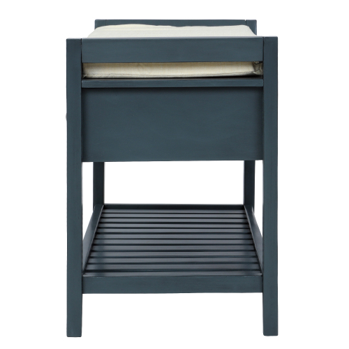 TREXM Shoe Rack with Cushioned Seat and Drawers, Multipurpose Entryway Storage Bench (Antique Navy)、、casual