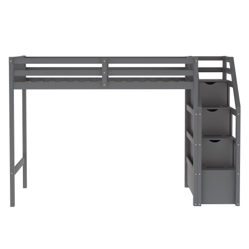 Twin over Full Loft Bed with Staircase,Gray(OLD SKU:SM000107AAE)、、casual