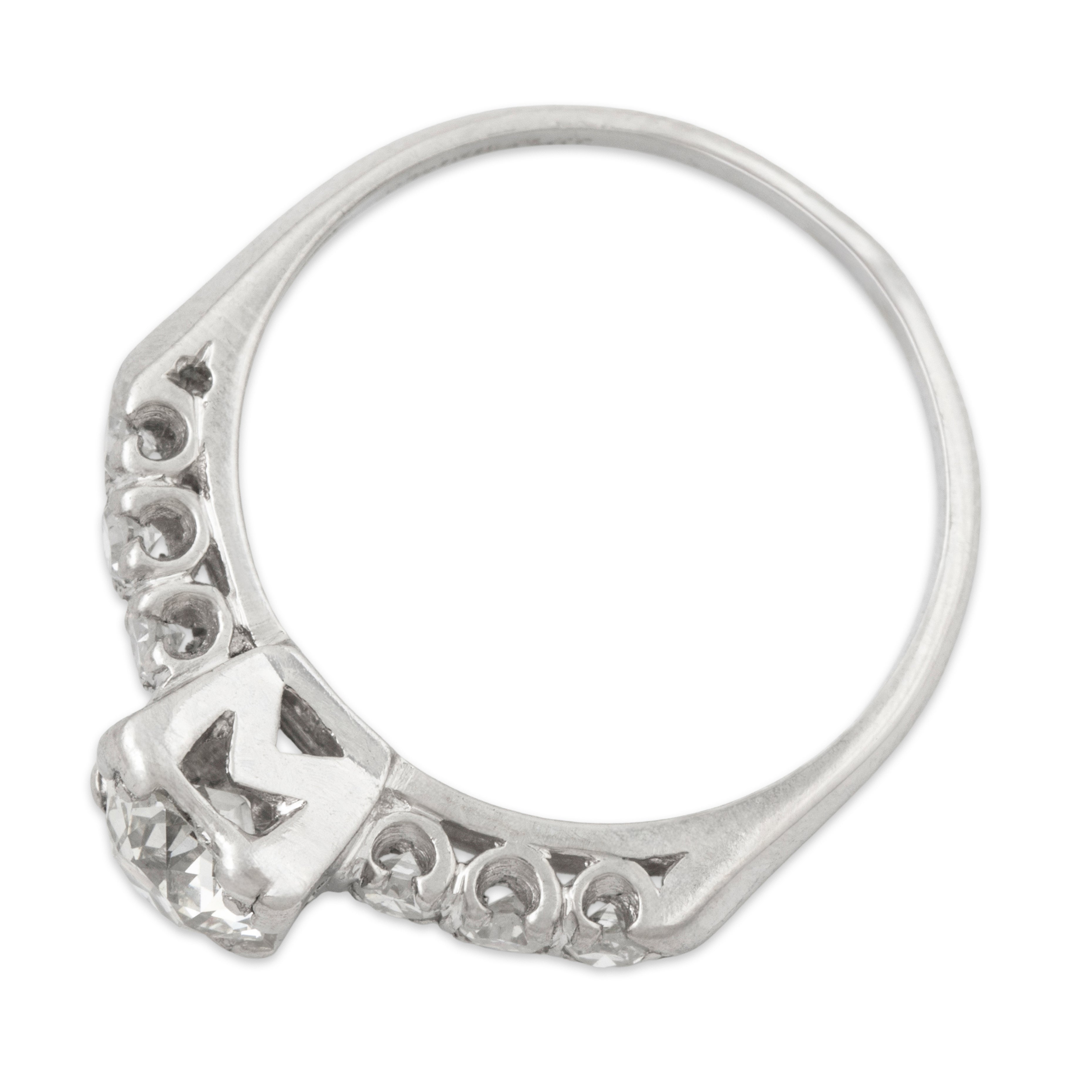 Vintage Platinum .834cttw Old European Cut Diamond Engagement Ring 6.75、mySite、hinf8tx79