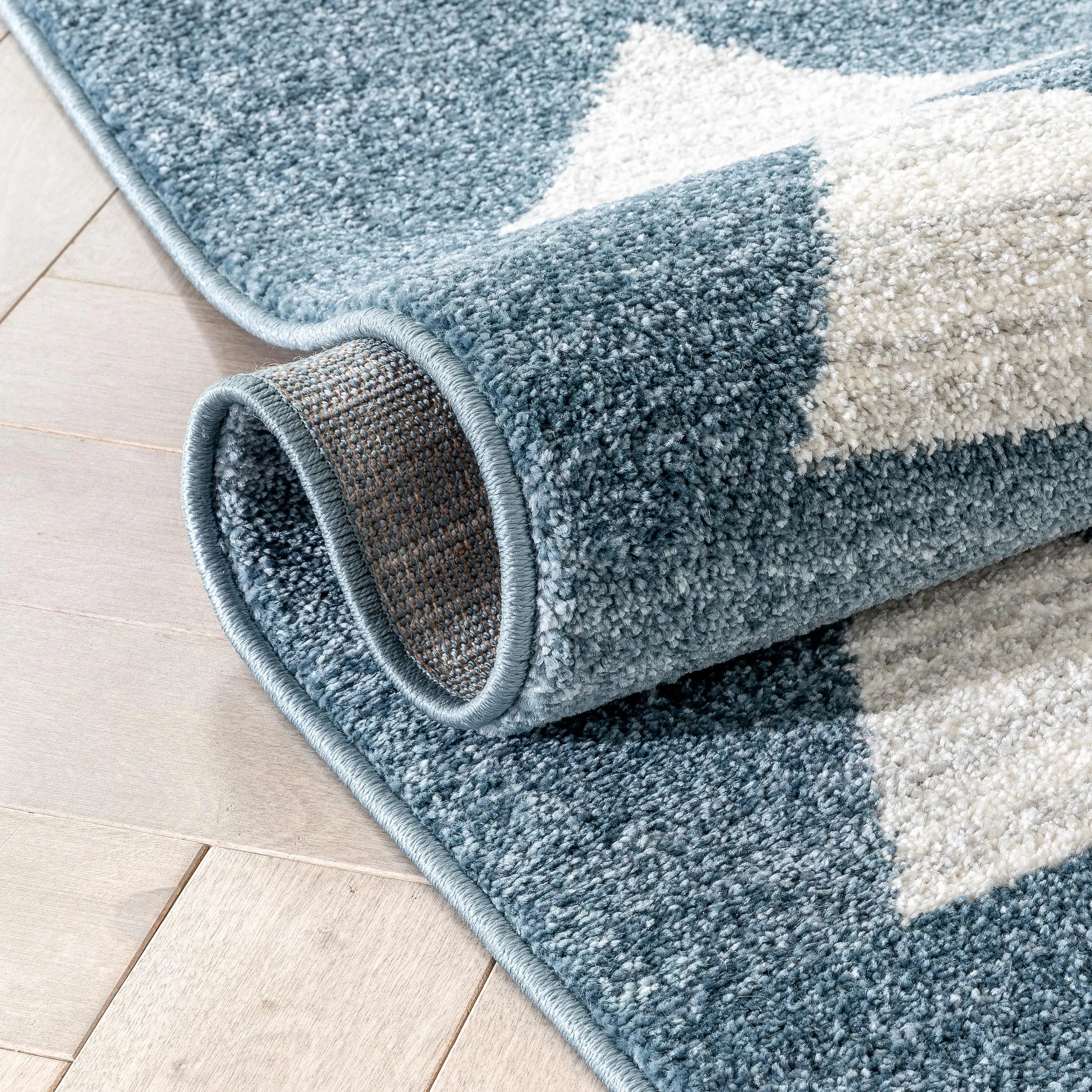 Triangles Modern Geometric Pattern Blue Kids Rug、mySite、gigharbornorthrealestate