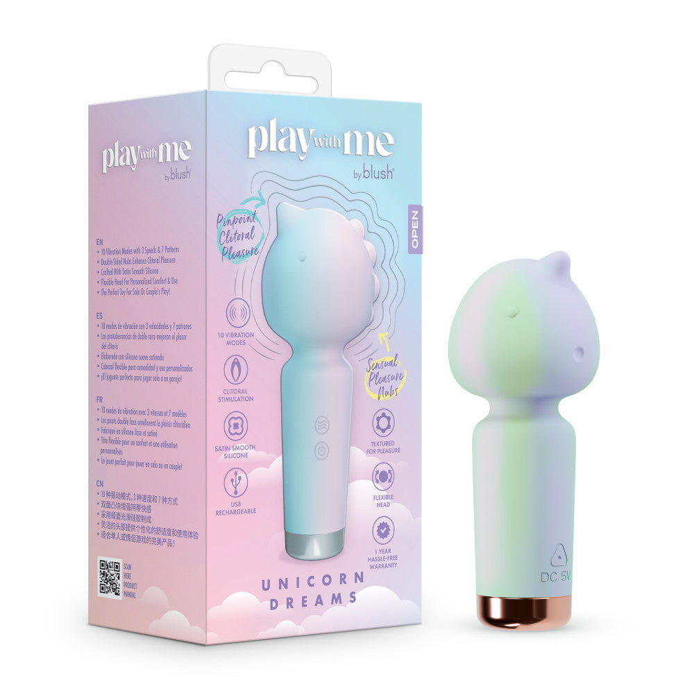 Play With Me | Unicorn Dreams Handheld Silicone Clitoral Vibrator With Sensual Pleasure Nubs - USB Rechargeable - In Blue、mySite、bottomscart