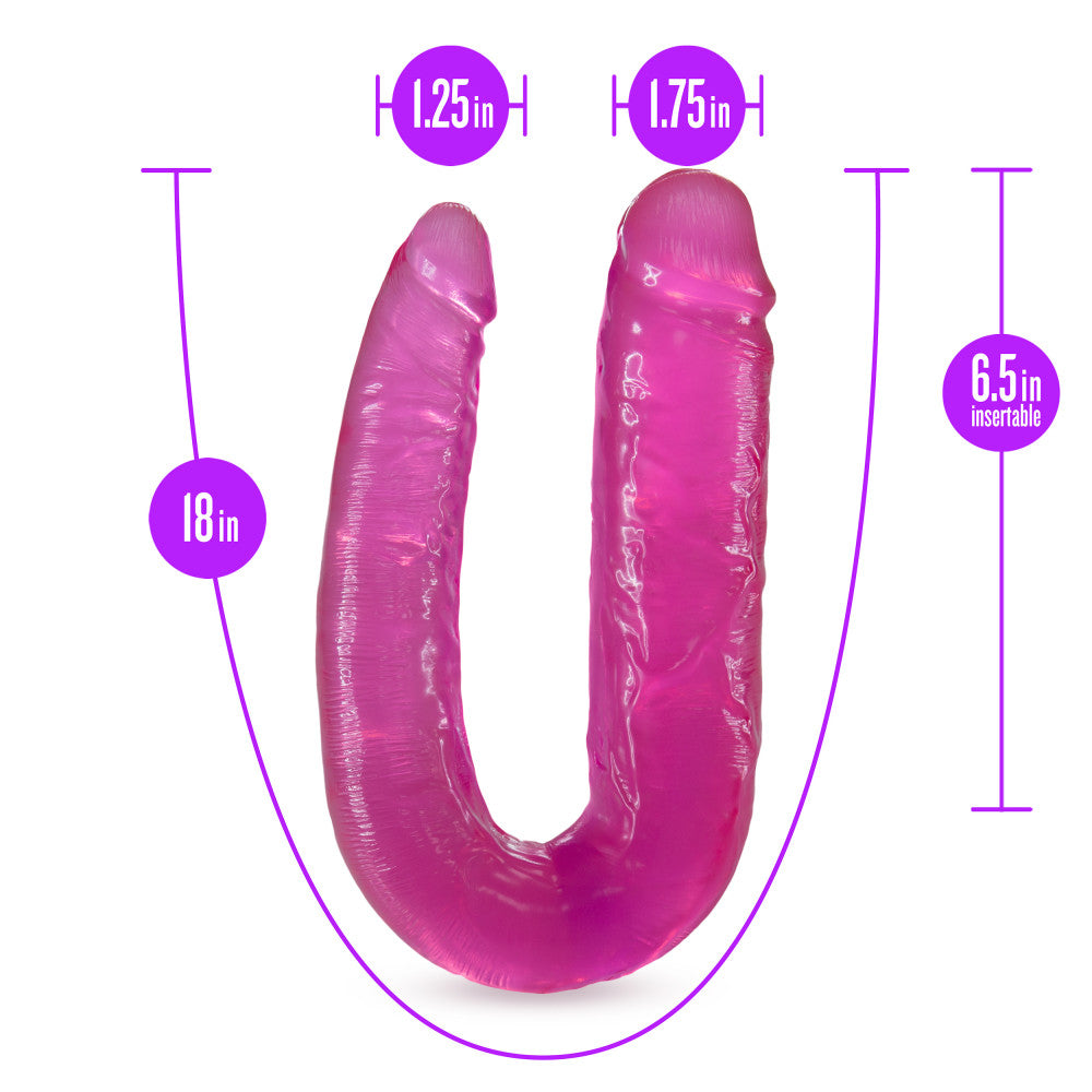 B Yours By Blush® | U-Shaped Double Sided Pink 18-Inch Long Double Dildo、mySite、bottomscart