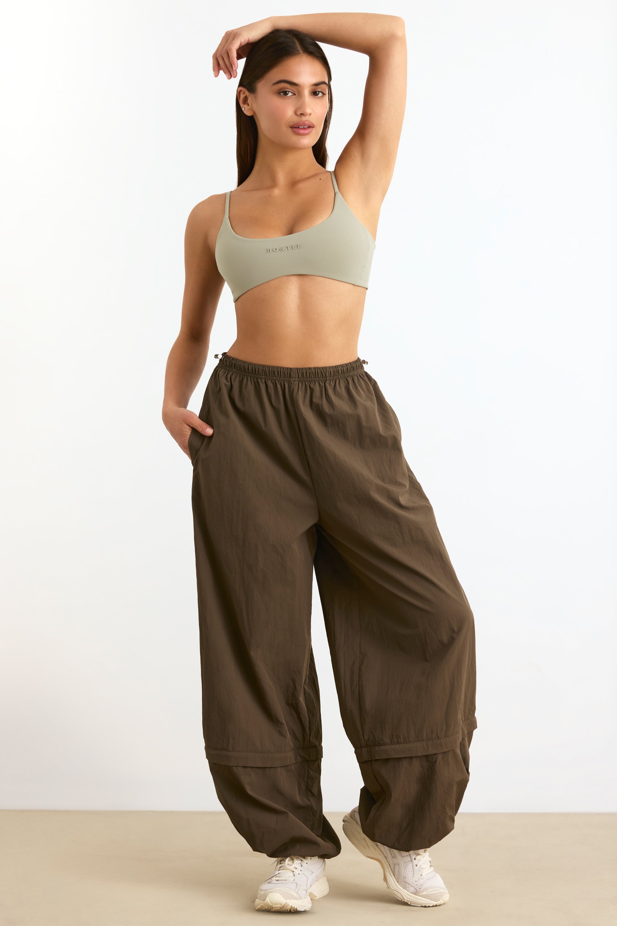 Convertible Wide Leg Track Pants in Espresso、mySite、solidvoid