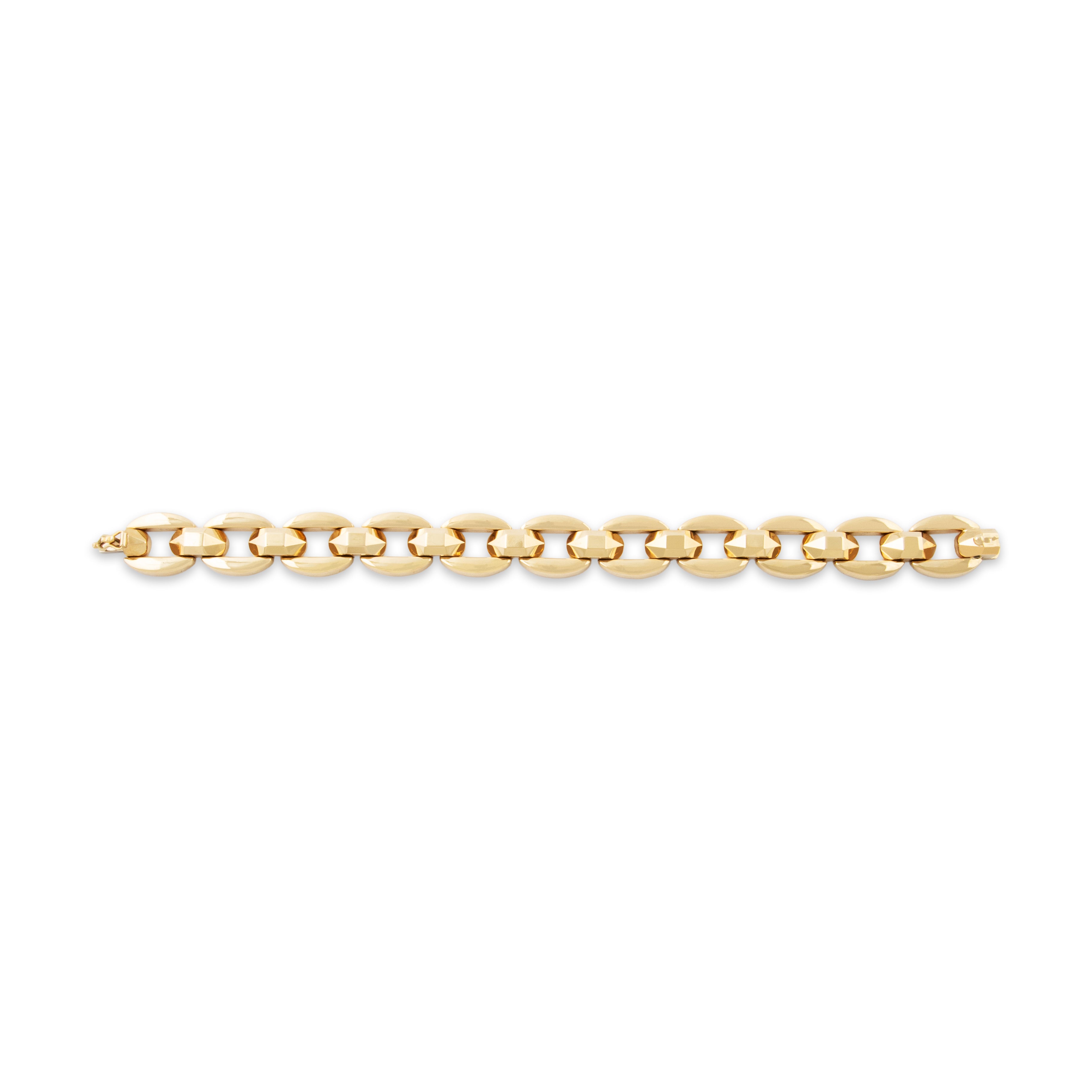 Vintage Heavy Italian 14k Yellow Gold Geometric Link Bold Bracelet 7、mySite、hinf8tx79