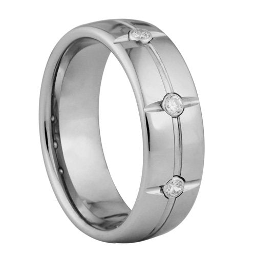 Tungsten ring with white CZ stones - 8mm wide、mySite、topwebapps