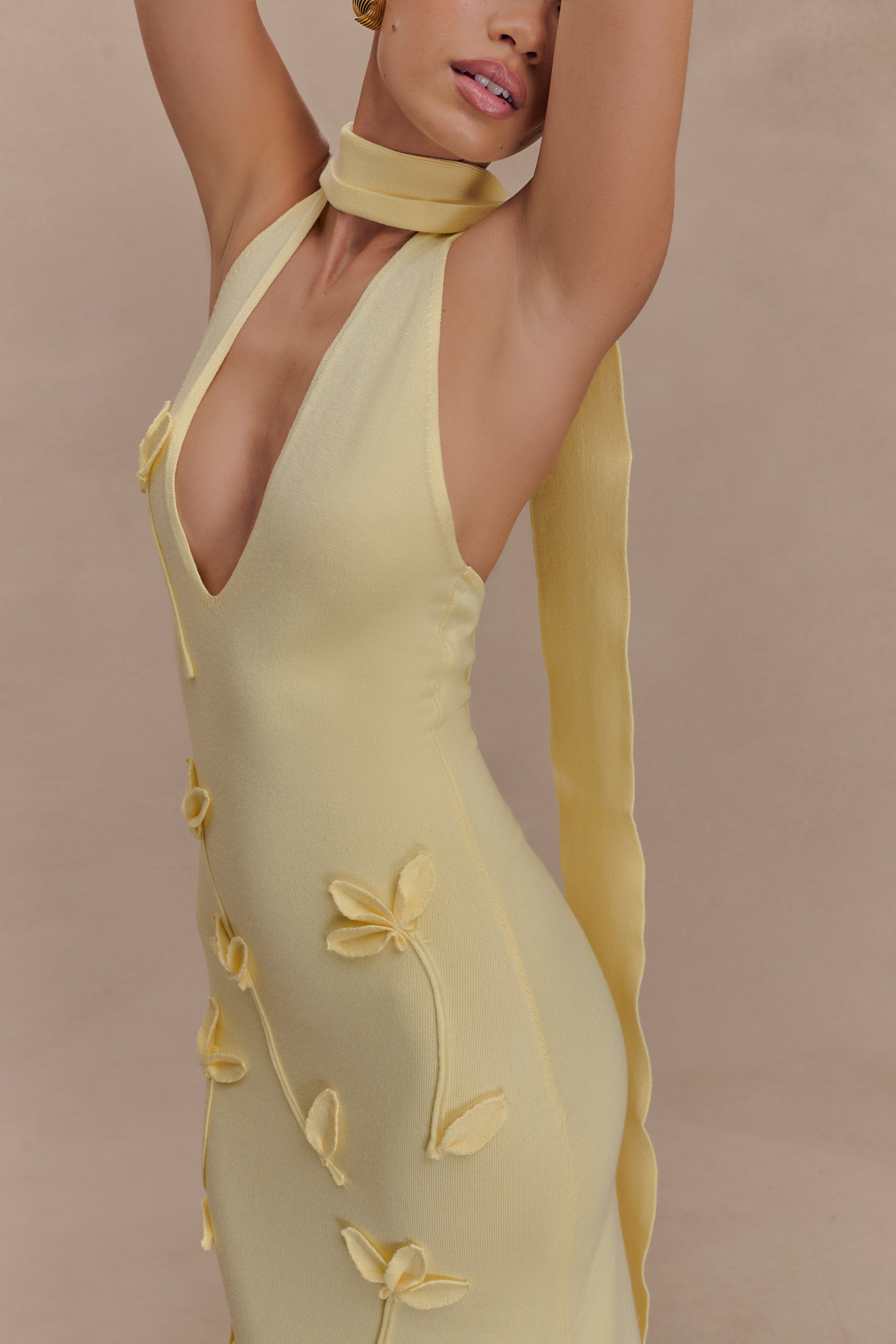 Wynn Floral Knit Midi Dress - Lemon、mySite、solidvoid