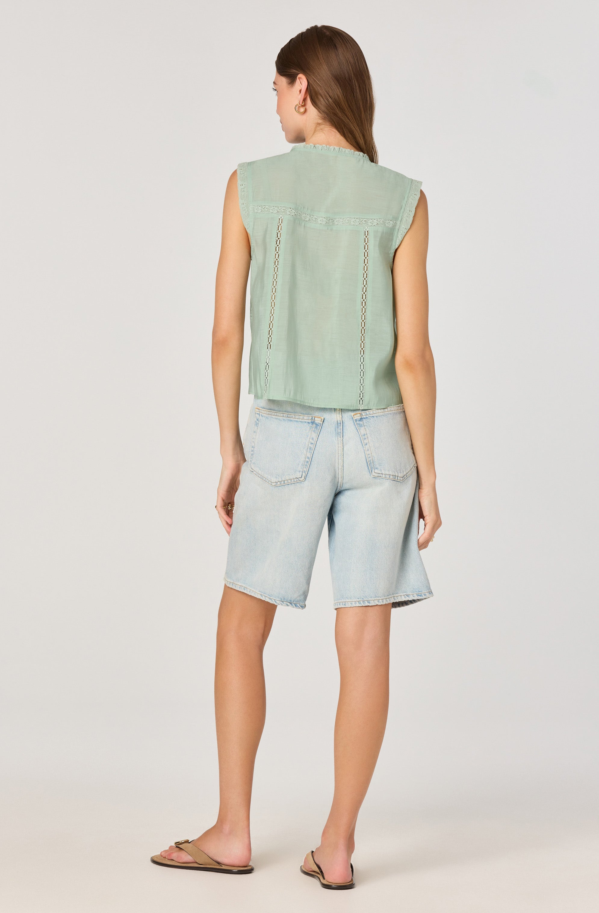 Lace Trim Tie-Front Top、mySite、solidvoid