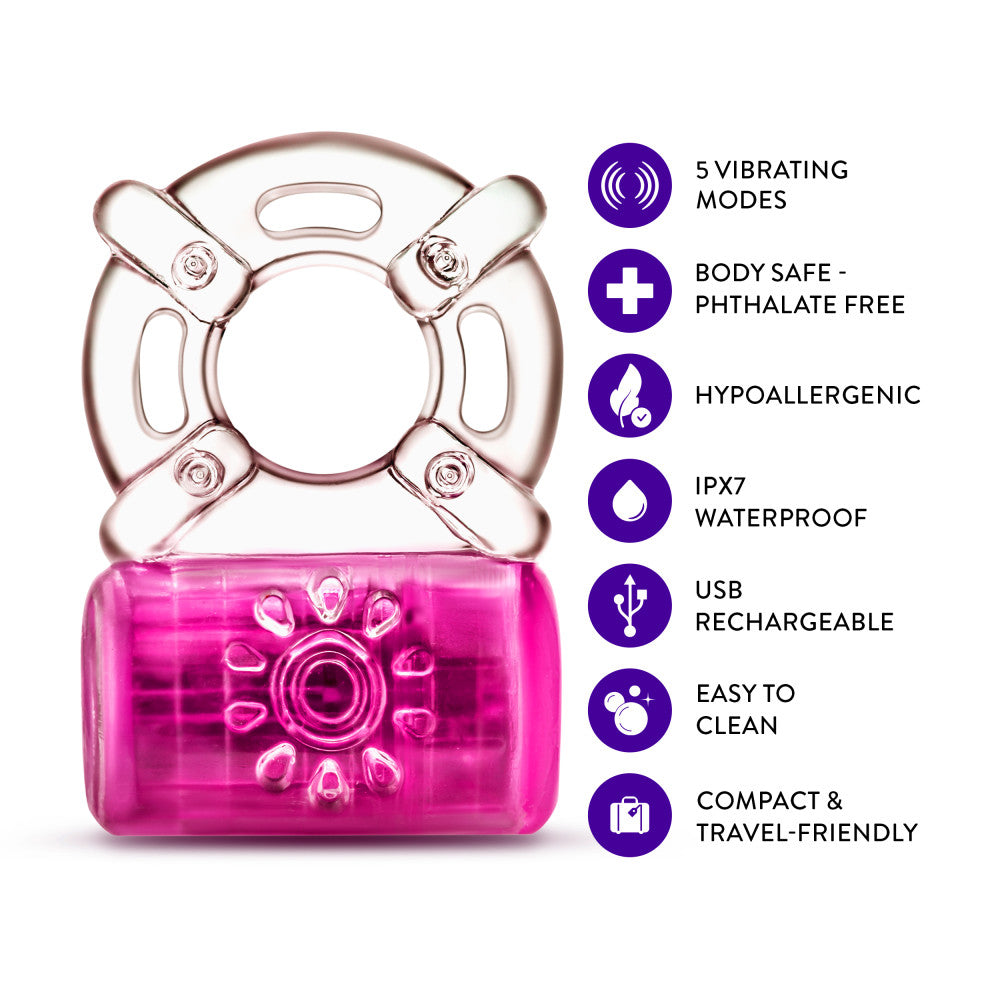 Play With Me By Blush® | Pleaser: Rechargeable Vibrating Penis Ring - Pink、mySite、bottomscart
