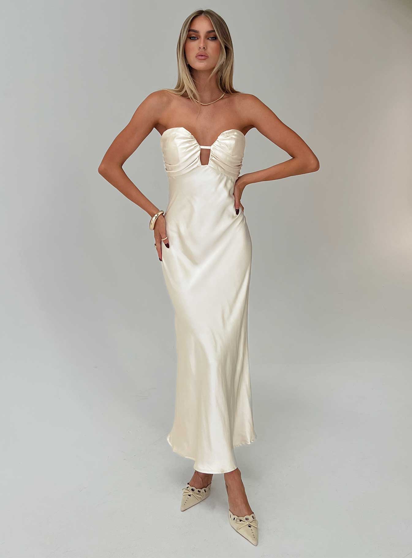Cyprian Strapless Maxi Dress Champagne、mySite、solidvoid