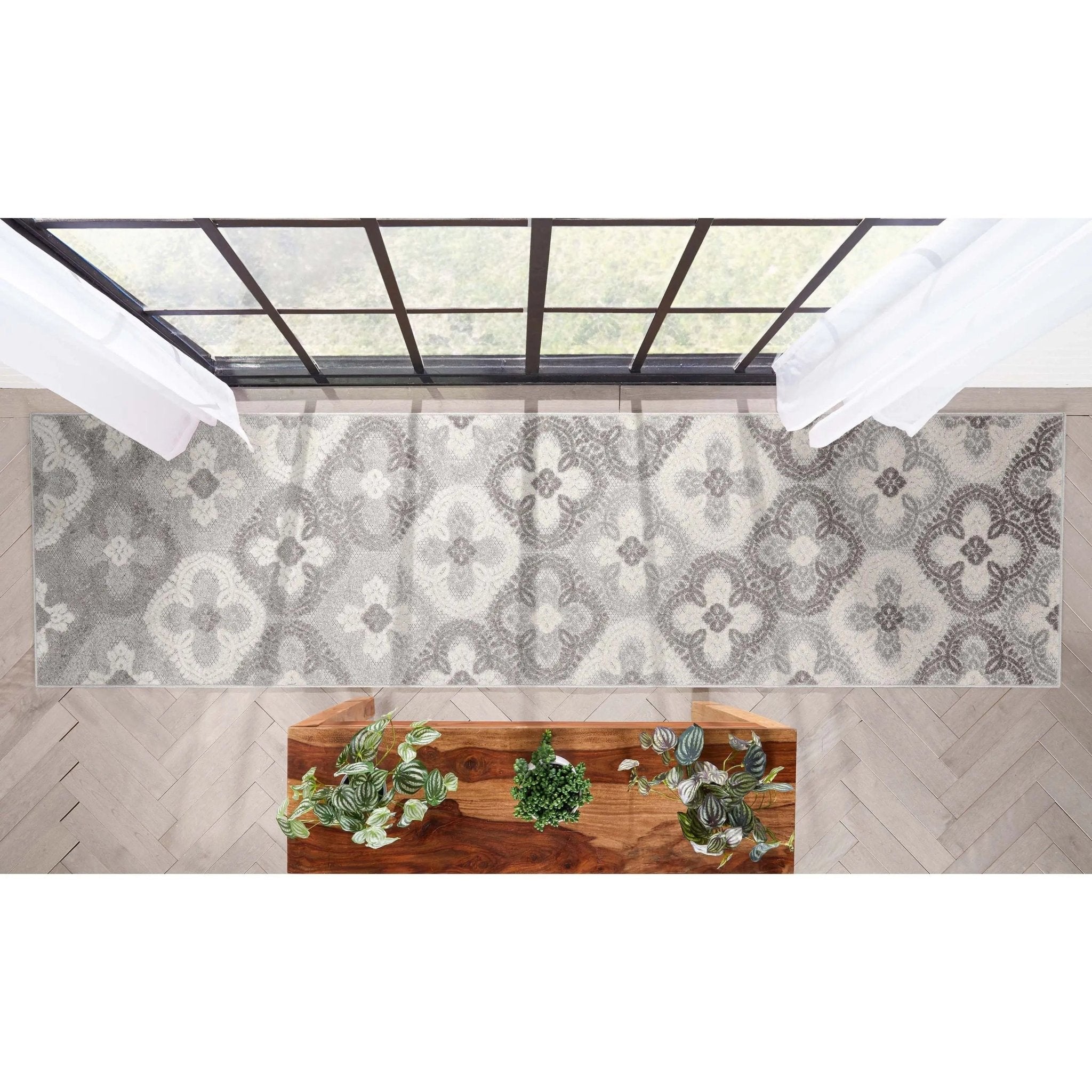 Loewy Modern Geometric Indoor/Outdoor Grey High-Low Rug、mySite、gigharbornorthrealestate