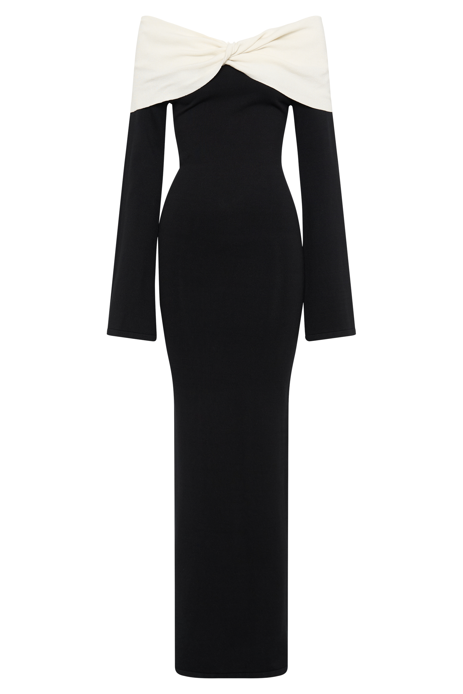 Yoko Contrast Knit Maxi Dress - Black/White、mySite、solidvoid