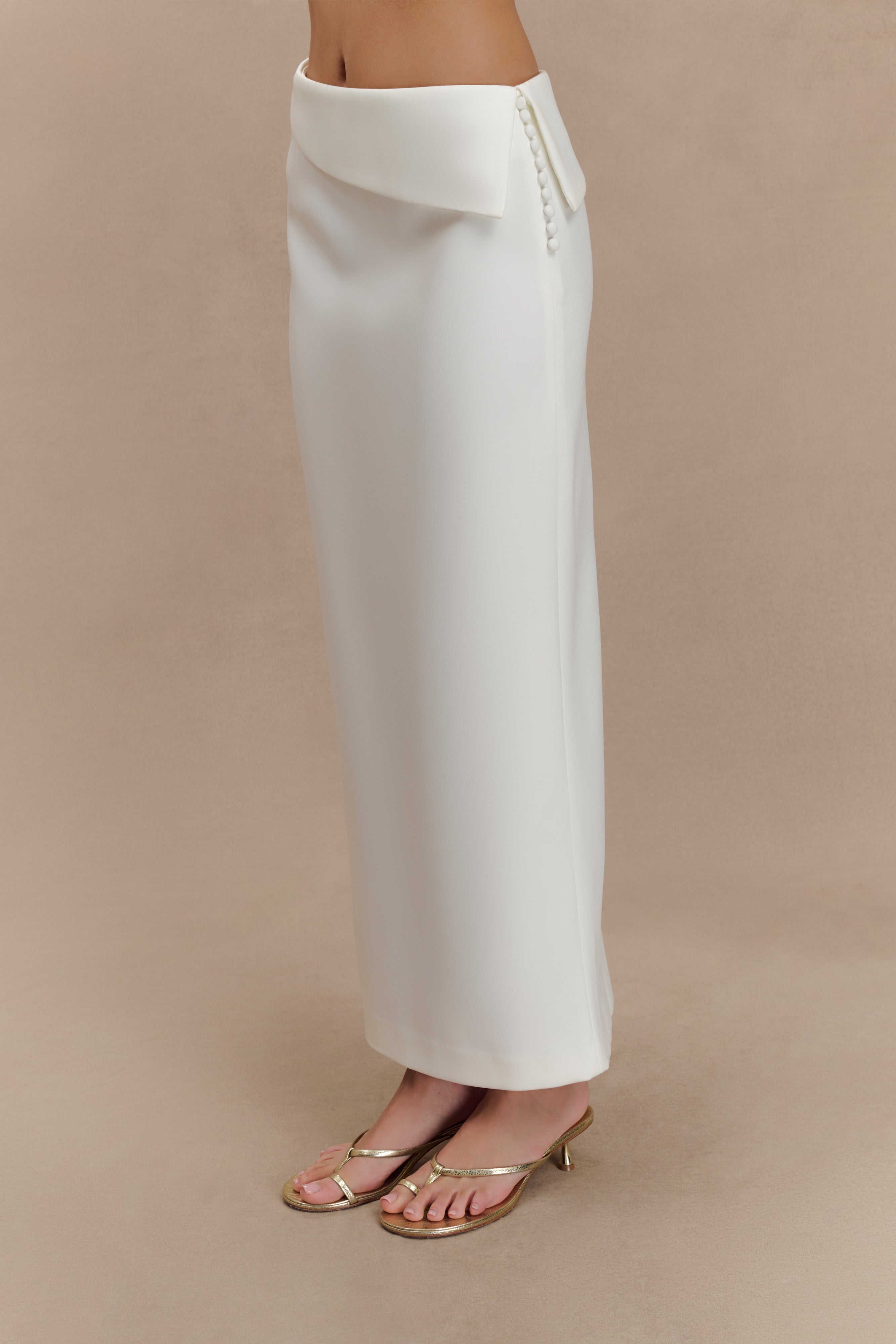 Astrid Suiting Midi Skirt - White、mySite、solidvoid