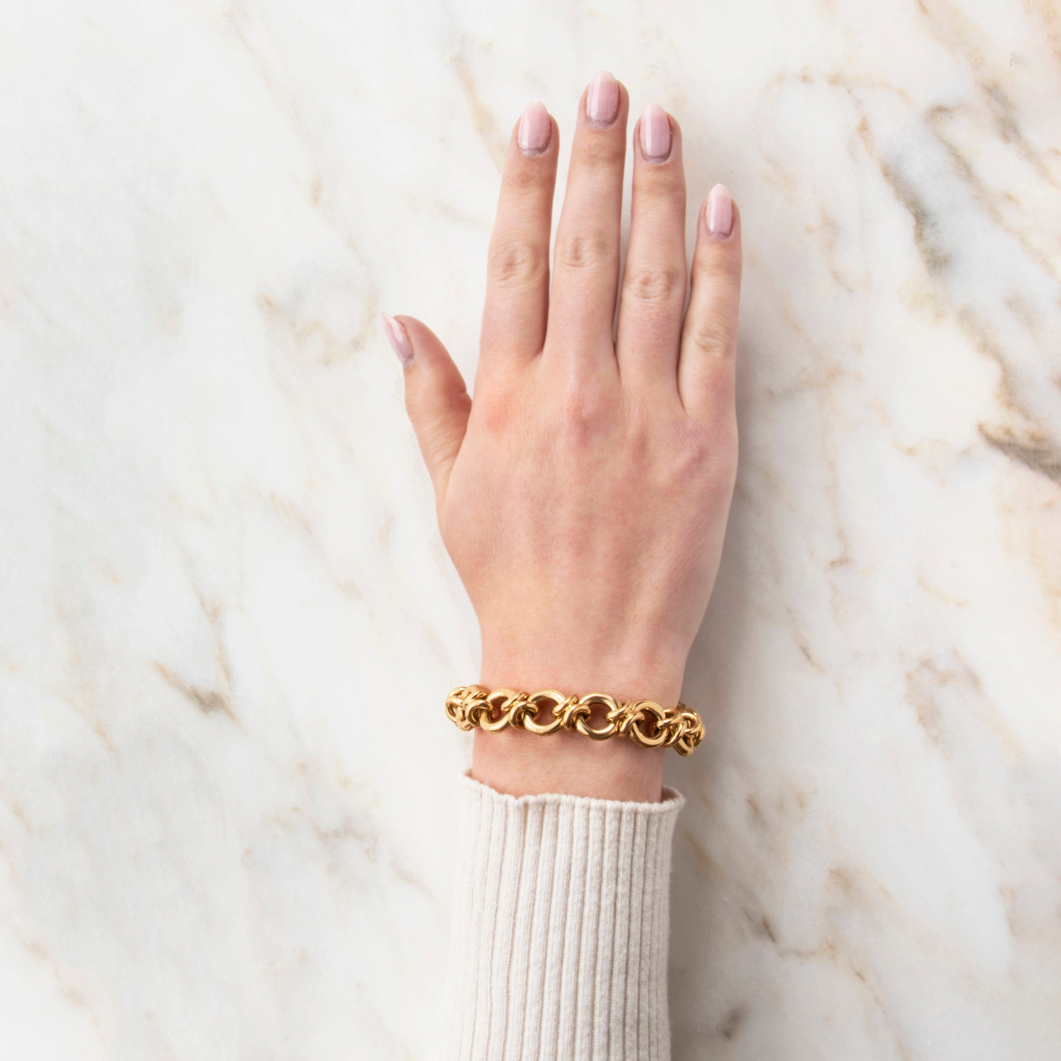 Vintage Italian 14k Yellow Gold Chunky Link Bracelet 6.25、mySite、hinf8tx79