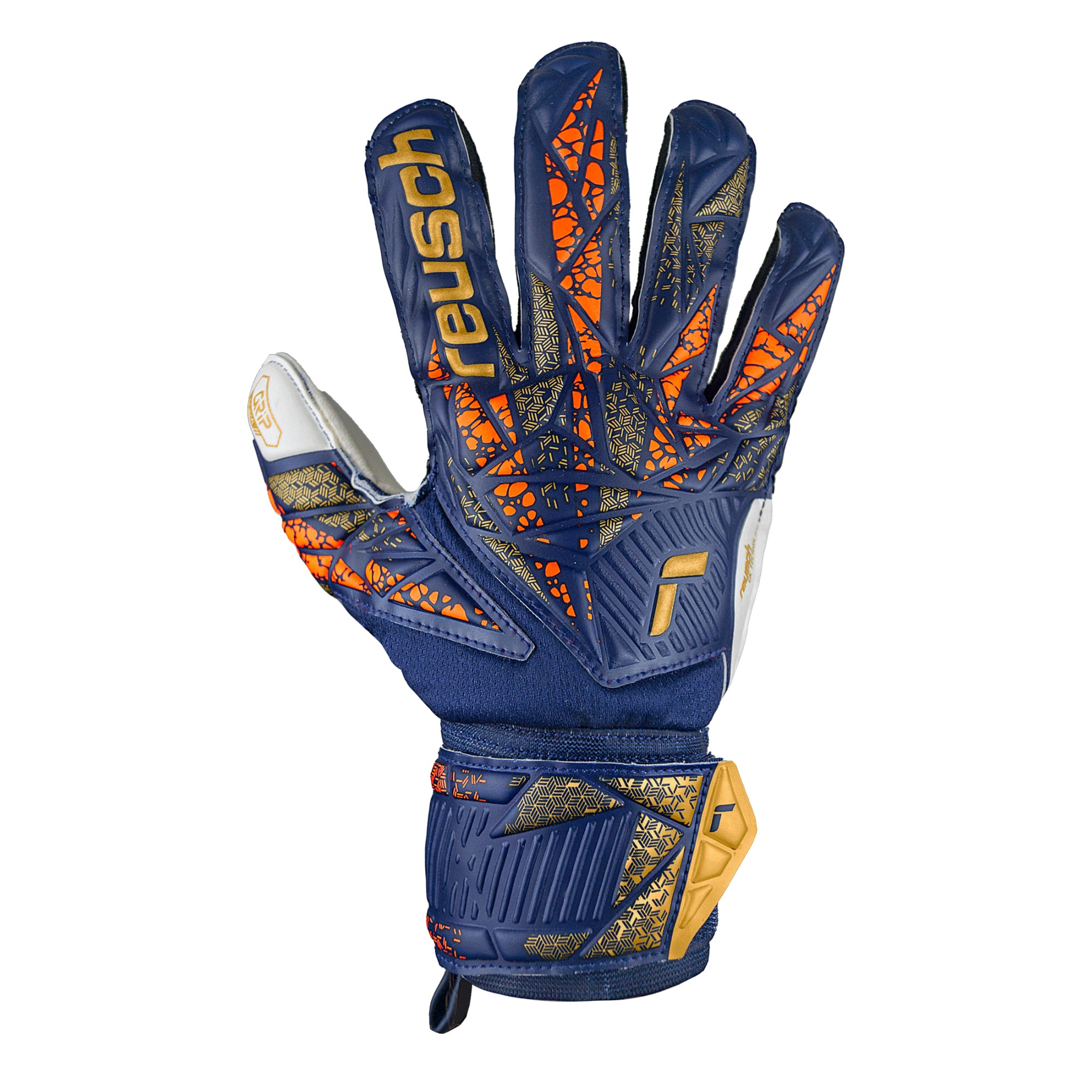 Reusch Men's Attrakt Grip Goalkeeper Gloves Premium Blue/Gold、mySite、noshort
