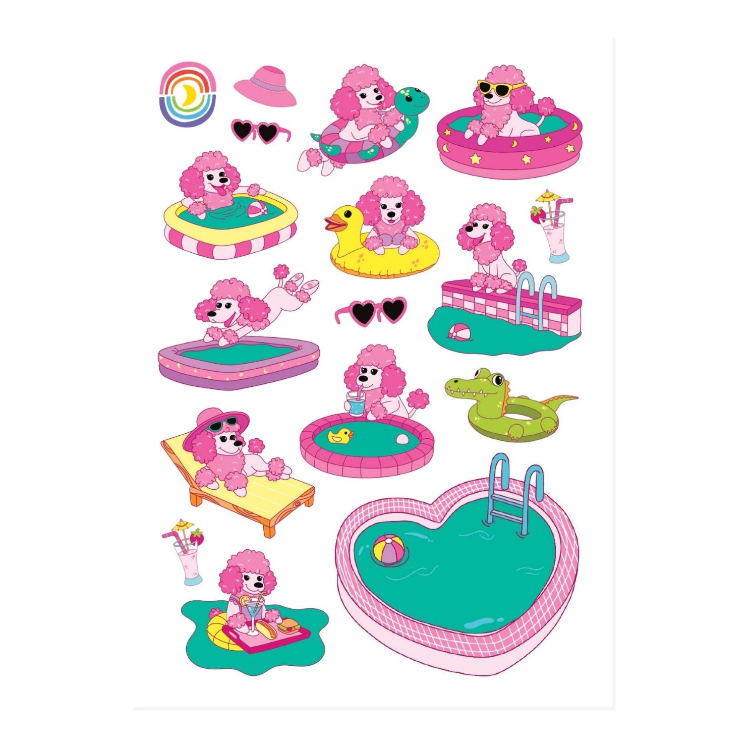  Pink Poodles Poolside Hologram Sticker Sheet、mySite、ghnorth