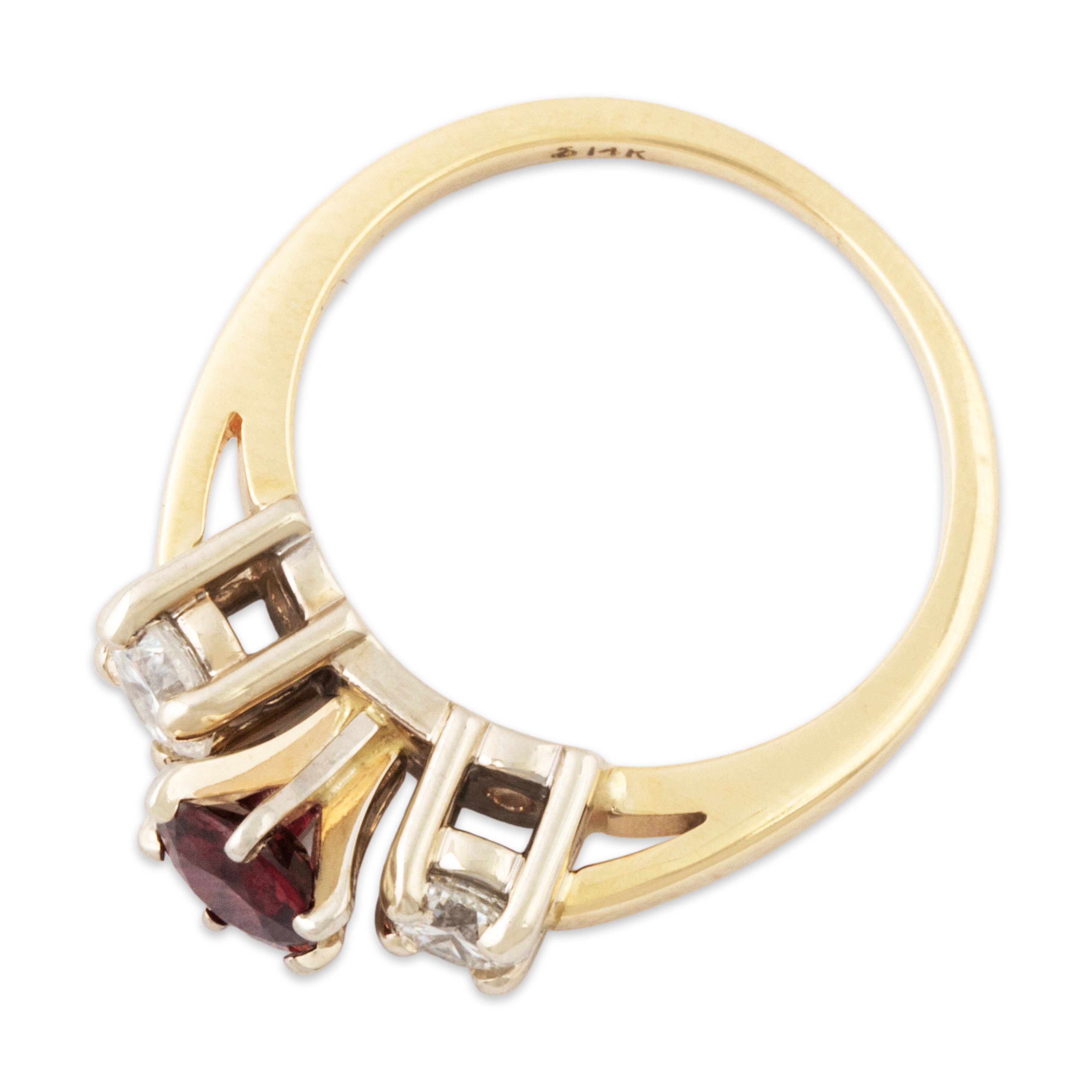 Vintage 14k Yellow Gold .4ct Ruby Diamond Stunning Trio Ring 5.25、mySite、hinf8tx79