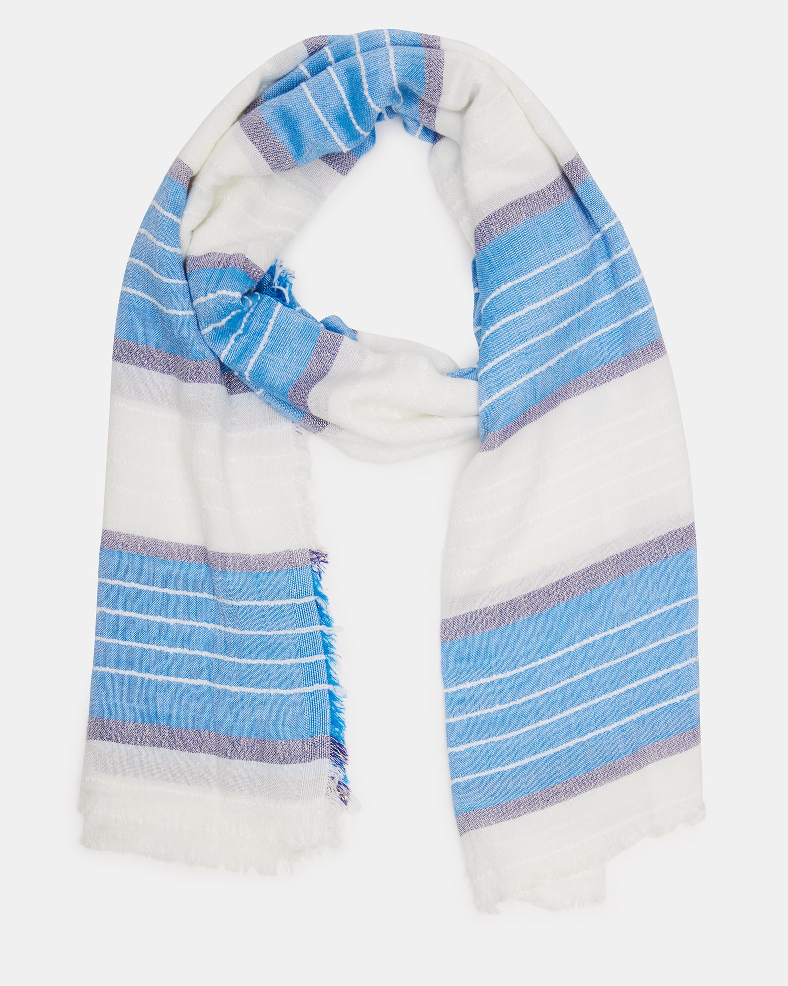 STRIPED OBLONG SCARF BLUE、mySite、gtrtttuynbv