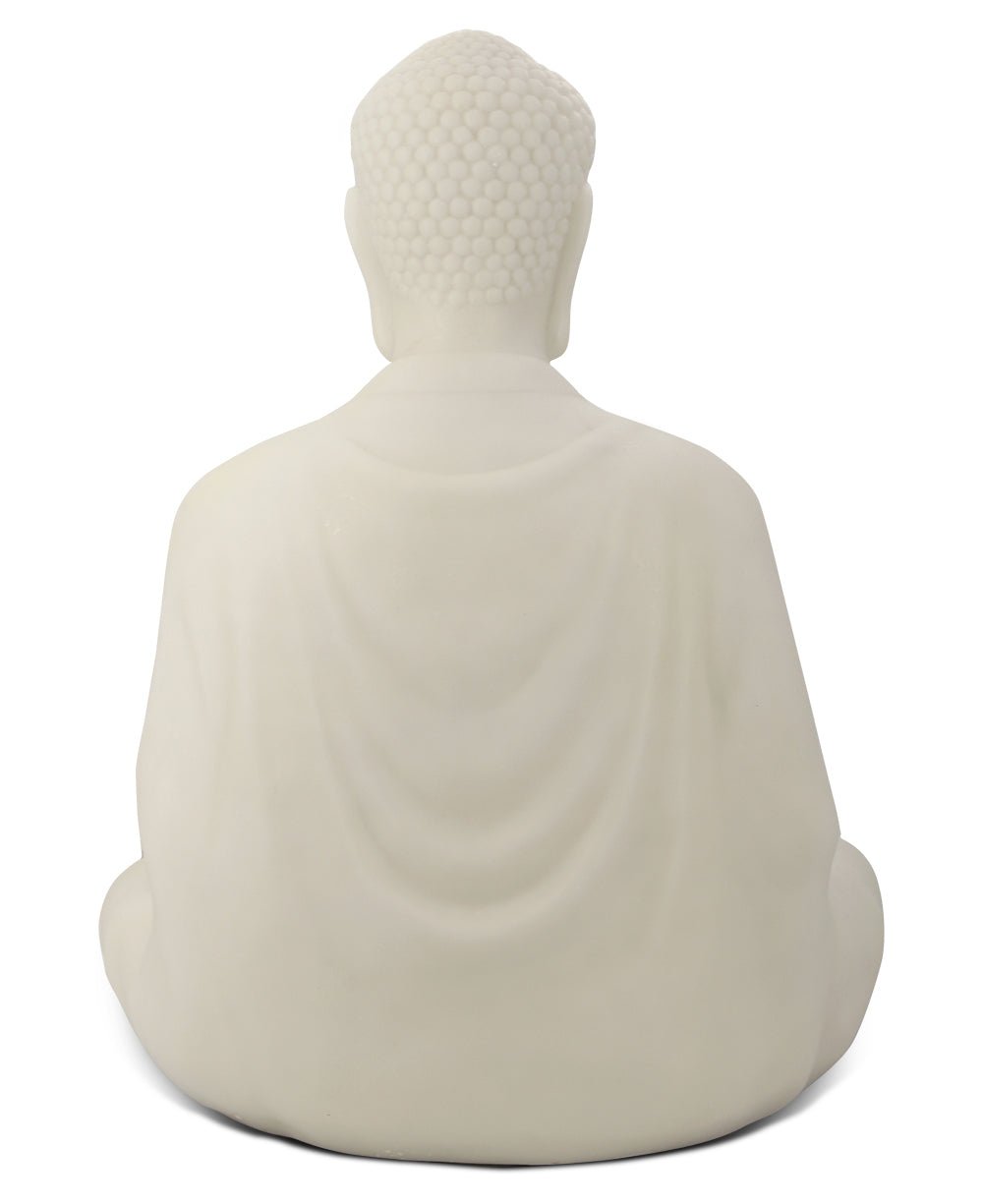 Sitting Garden Buddha Statue in Pearl White, 21 Inches Tall、mySite、topwebapps