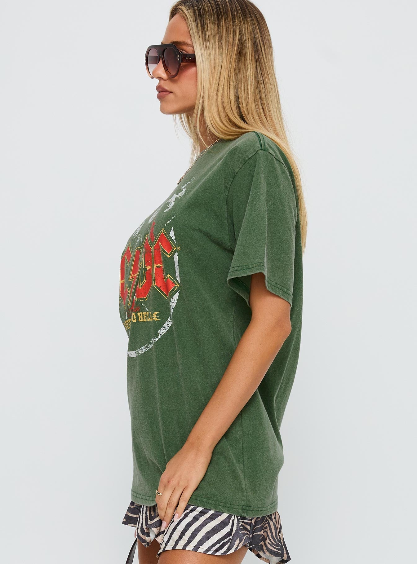 Acdc Vintage Oversized Graphic Top Green、mySite、solidvoid