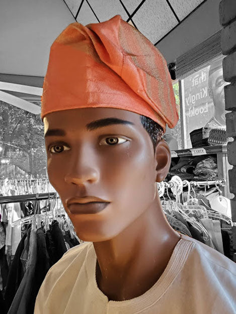 Tiwa Peach African Aso Oke Hat-Kufi-DPH4034、mySite、solidvoid