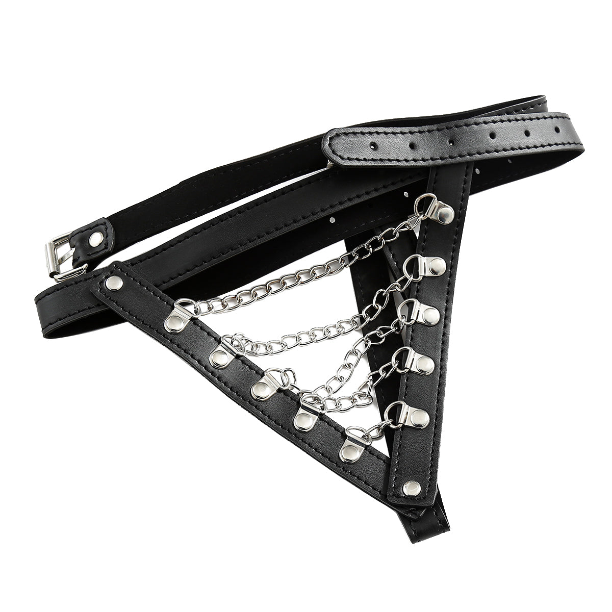 BDSM Metal Chain Leather Panty | Adjustable | Black | Erotic Sexy Bondage、mySite、bottomscart
