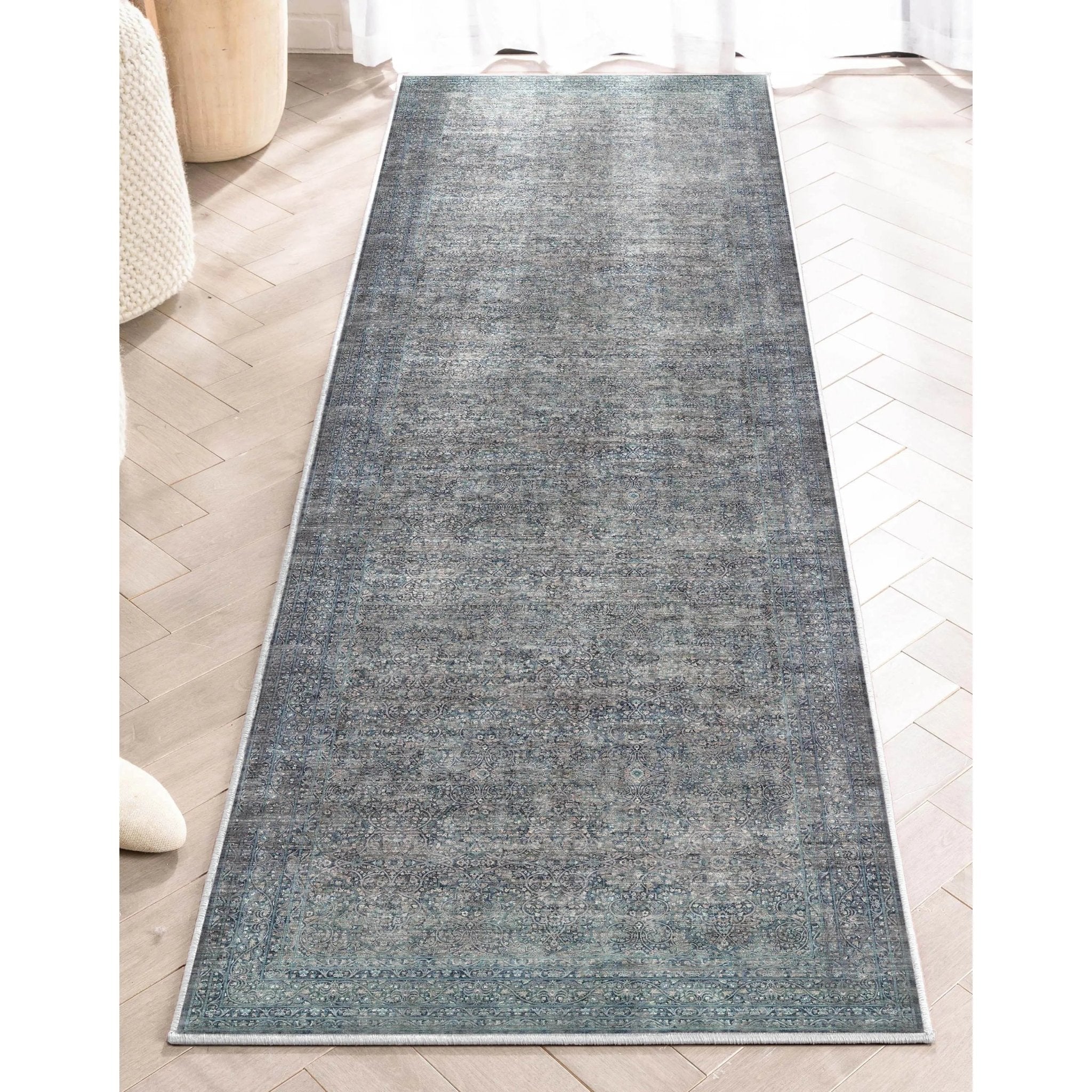 Juliette Vintage Persian Oriental Blue Flat-Weave Rug、mySite、gigharbornorthrealestate