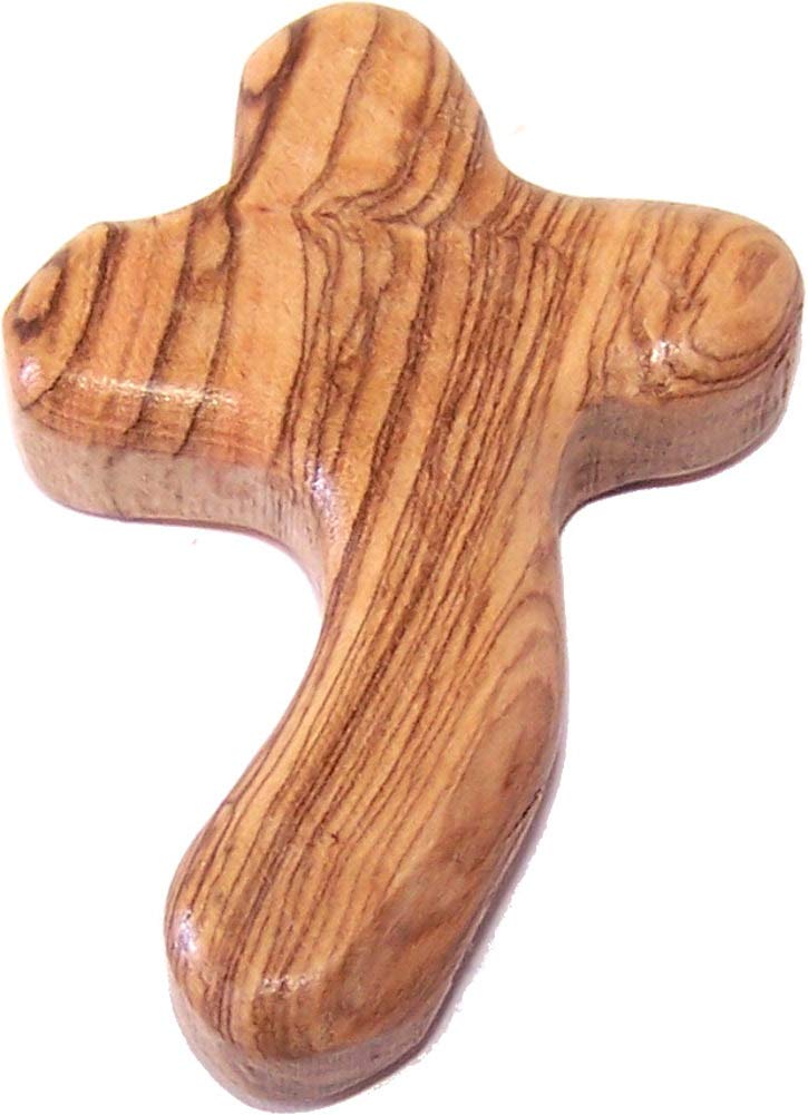  Holy Land Market Perfect Hand fit Olive Wood Cross - Carved Round and with Hand Shape、mySite、elrpsem3k