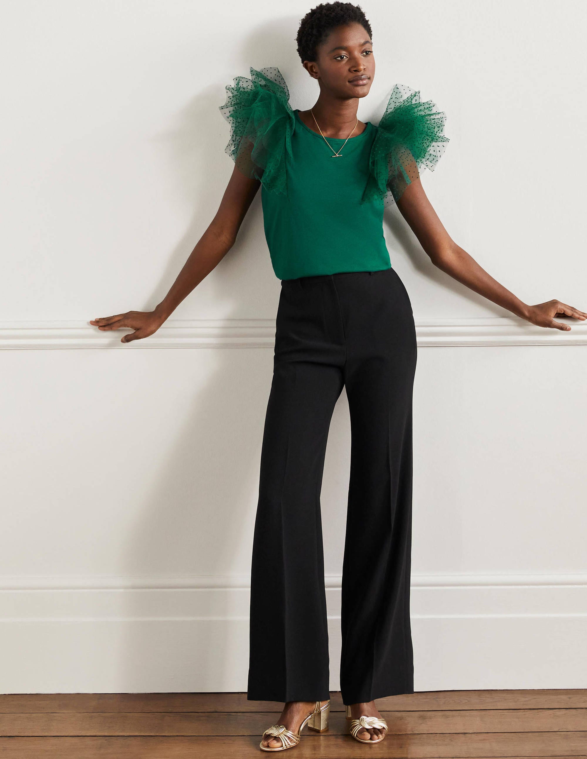  Tulle Shoulder Jersey Top-Deep Forest、mySite、ashleygrahame