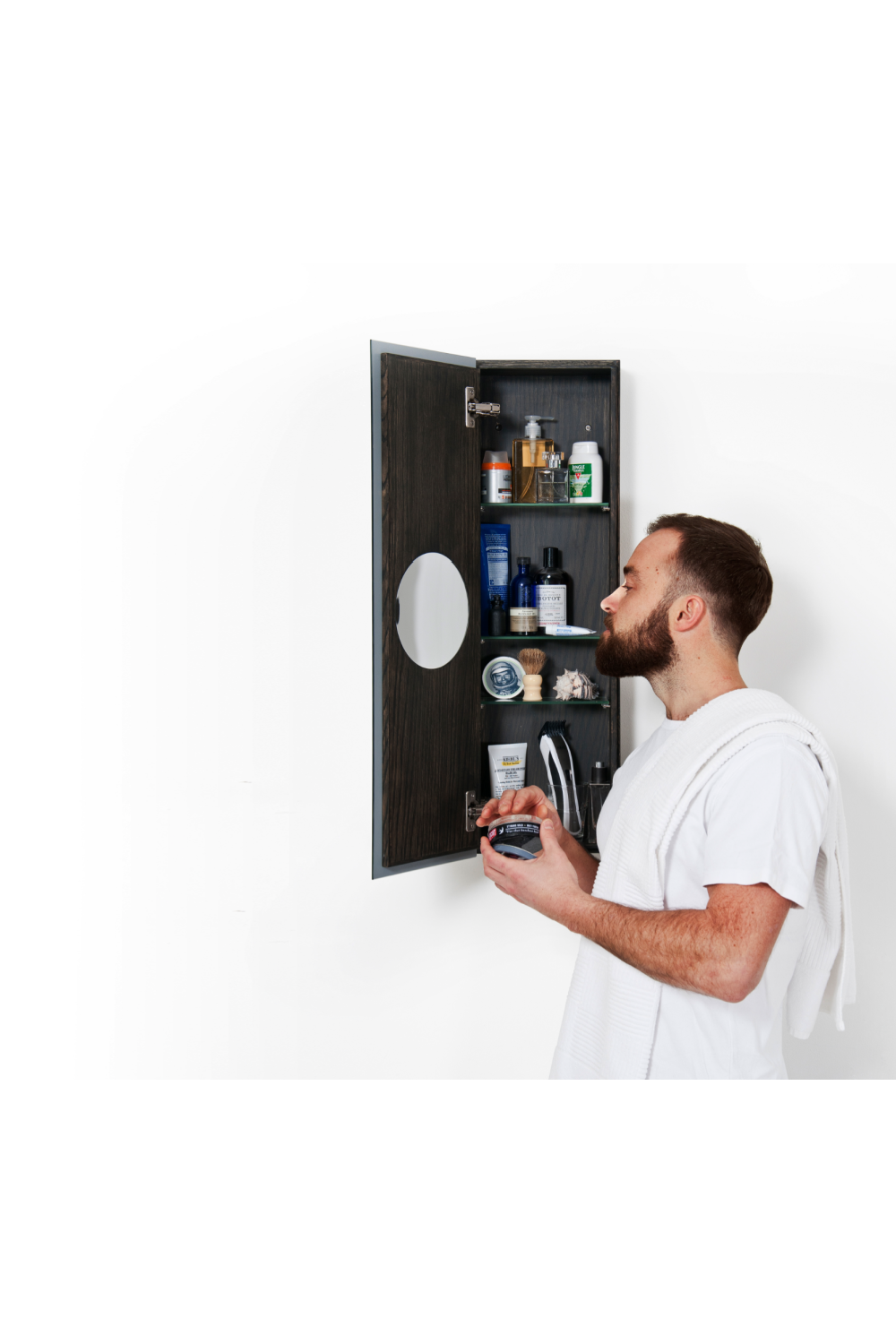 Oak Vertical Bathroom Cabinet with Mirror | Wireworks 800 Zone、mySite、neckold