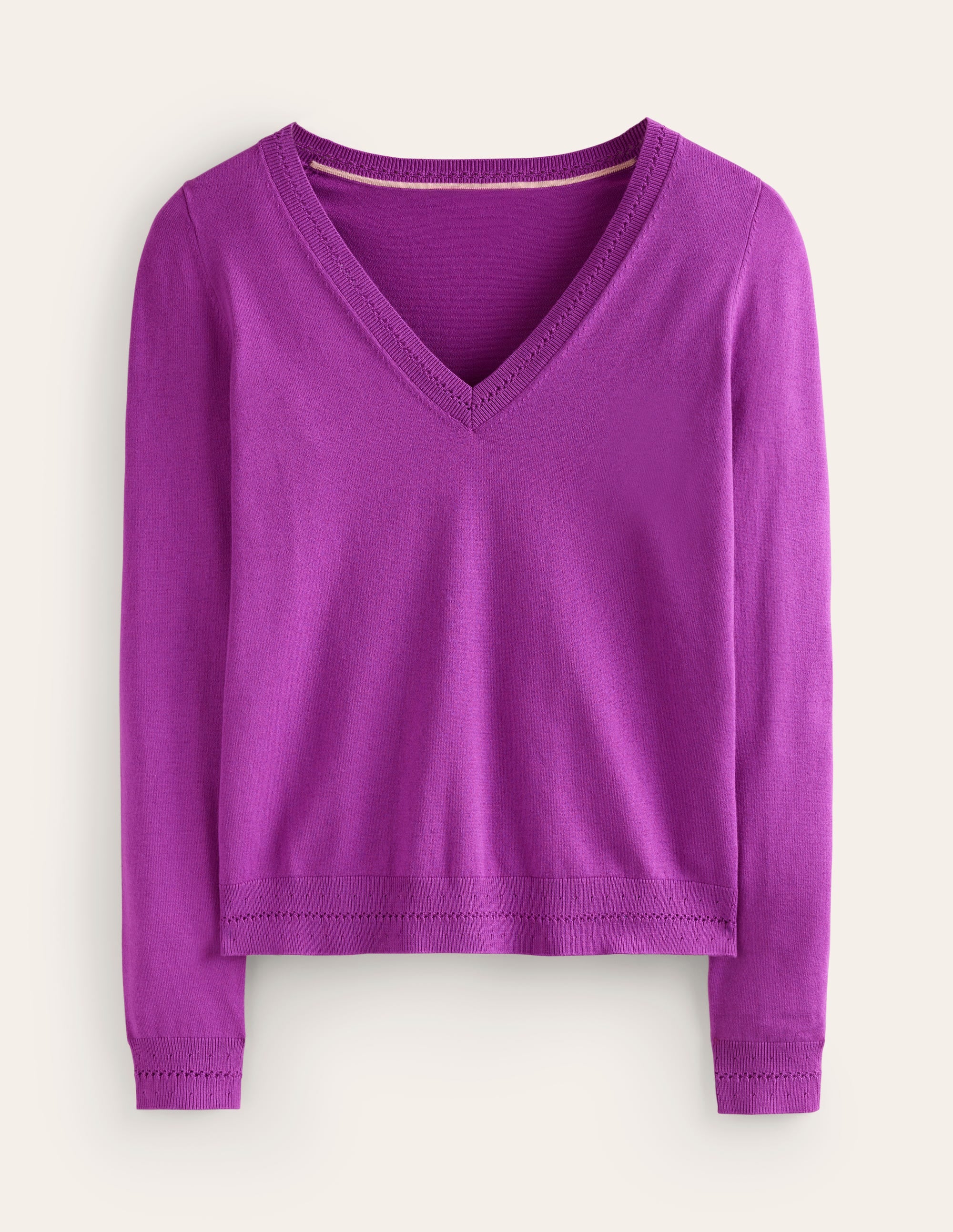  Catriona Cotton V-Neck Sweater-Jewel Purple、mySite、ashleygrahame