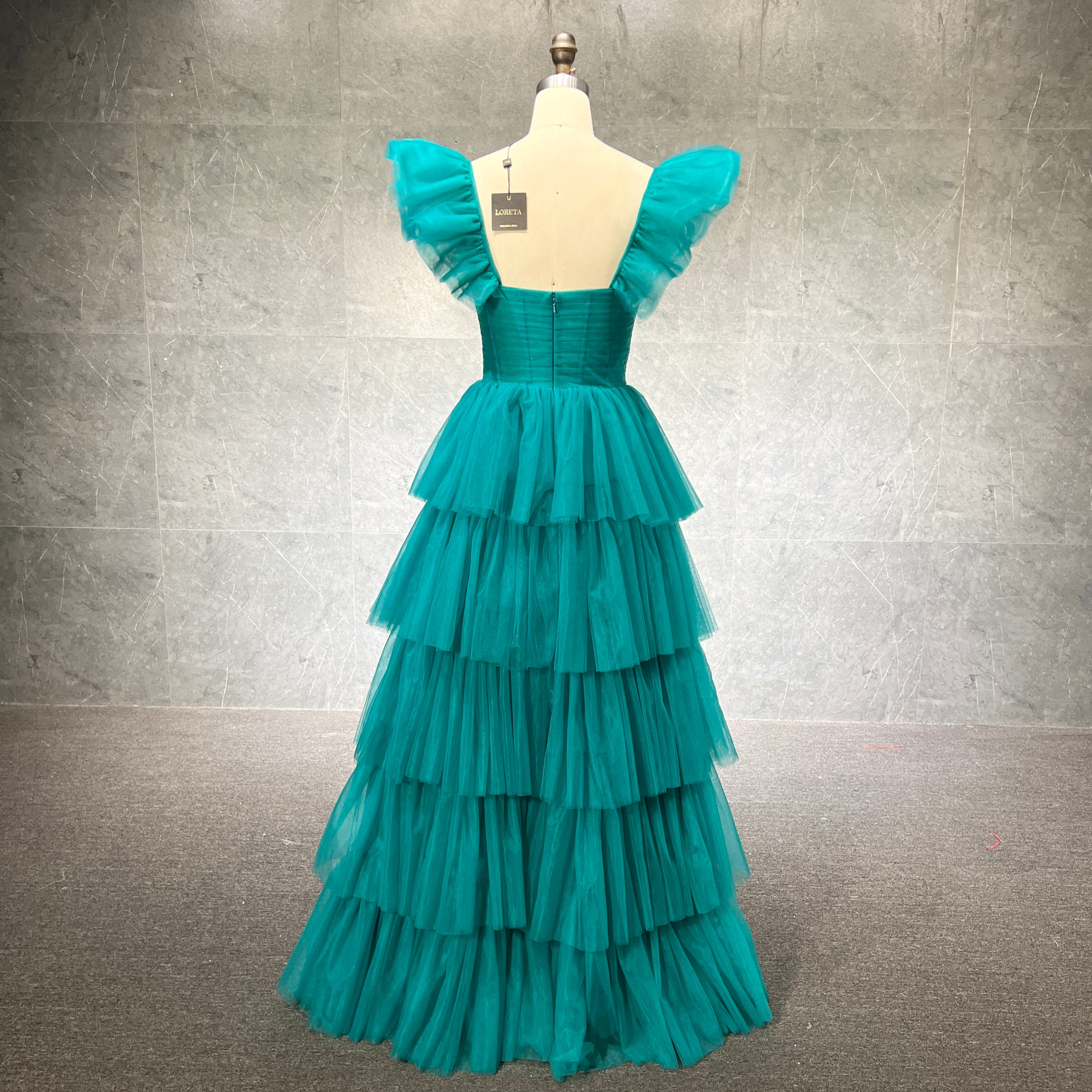  Emerald Green: Tiered Ruffle Tulle Dress、mySite、merchandisen