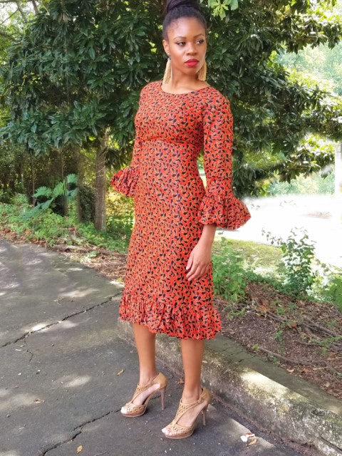 Leaves African Print Dress-DP3844D、mySite、solidvoid