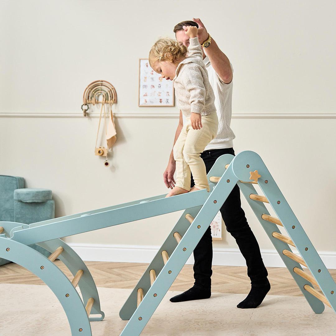  Tutti Bambini Scala Montessori 3 In 1 Pikler Climbing Frame With Climbing Wall - Ocean Stone、mySite、merchandisen