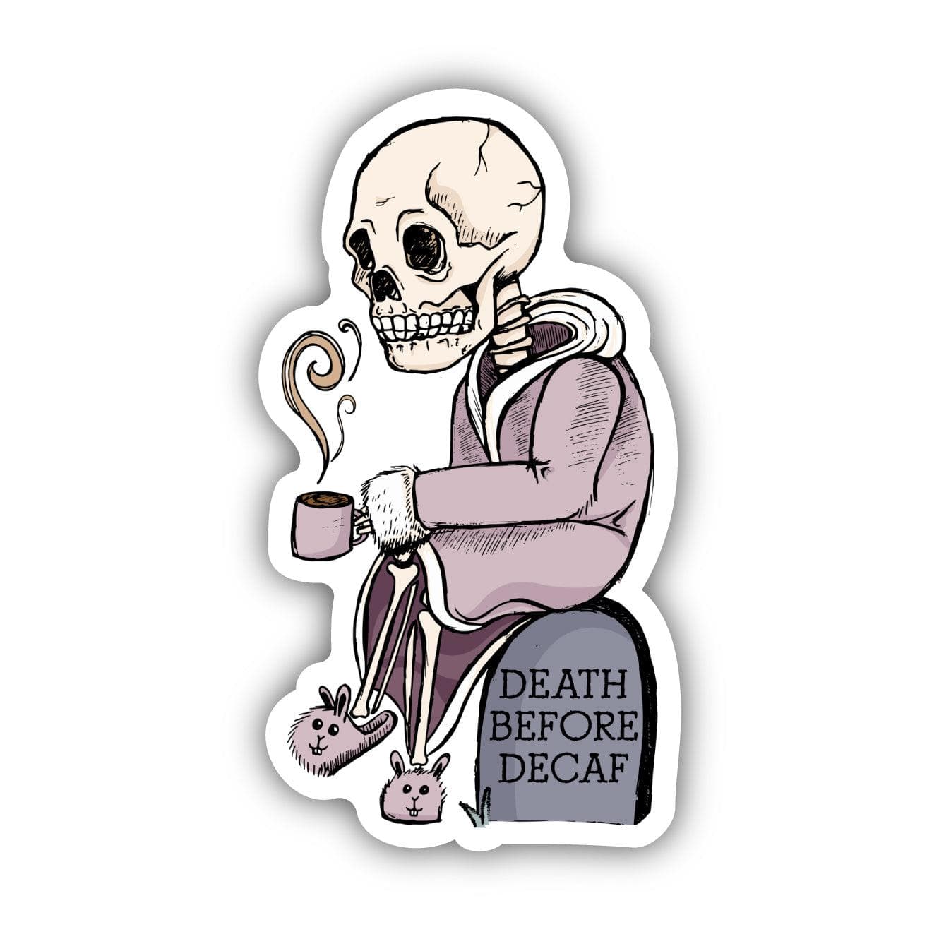  Death Before Decaf Skeleton Coffee Sticker、mySite、elrpsem3k