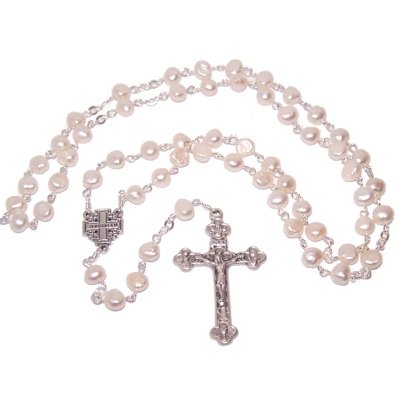  Fresh Water Pearls beads Rosary with Silver wire - Alpaka - grade A (40 cm or 15.8)、mySite、elrpsem3k